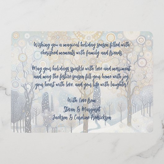 Artistic Classic Trendy Winter Wonderland Art Gold Folie Feestdagenkaart (Achterkant)