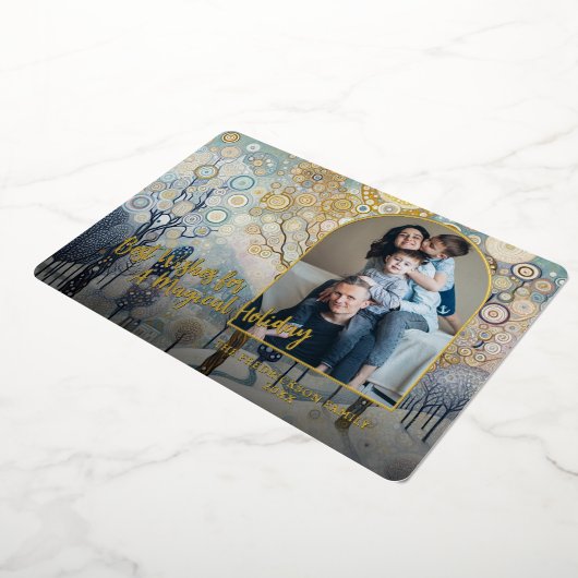 Artistic Classic Trendy Winter Wonderland Art Gold Folie Feestdagenkaart (Gedraaid)