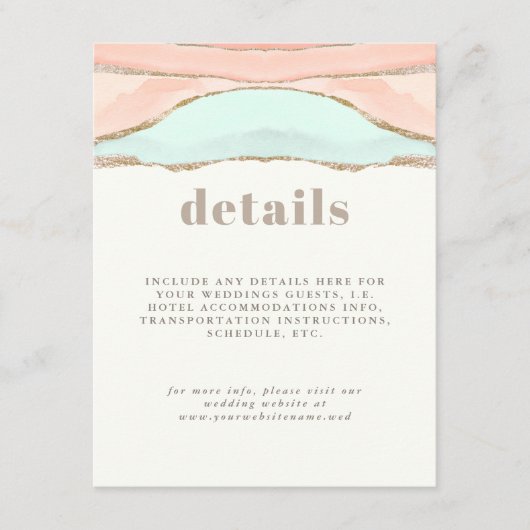 Artistic Coastal Waterverf Trouwgegevens Informatiekaartje (Voorkant)