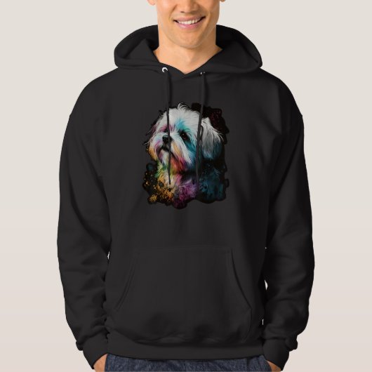 Artistic Colorful Pop painted Maltese dog Hoodie (Voorkant)