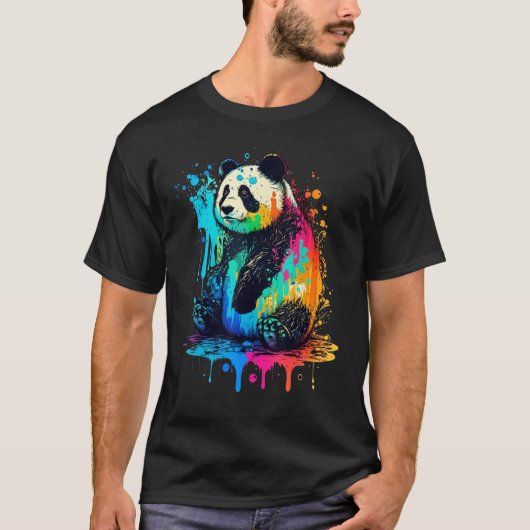 Artistic Colorful Pop painted Panda T-shirt (Voorkant)