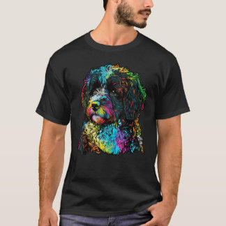 Artistic Colorful Pop painted Portuguese Water Dog T-shirt