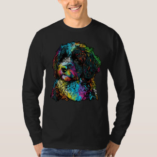 Artistic Colorful Pop painted Portuguese Water Dog T-shirt