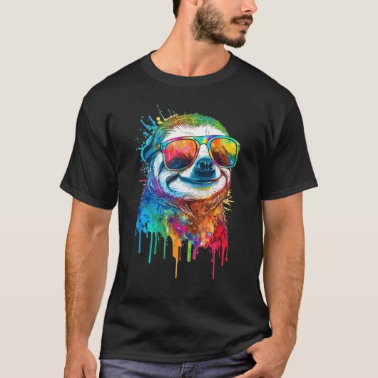 Artistic Colorful Pop painted Sloth T-shirt (Voorkant)