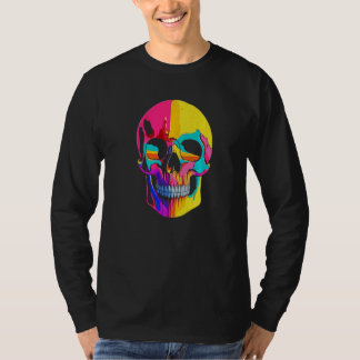 Artistic Colorful Skull Wax Drip Painting Style Gr T-shirt