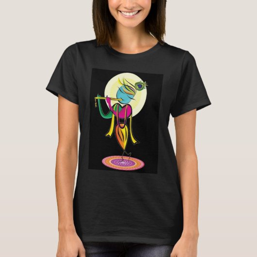 Artistic colourful Lord Shri Krishna with flute! T-shirt (Voorkant)