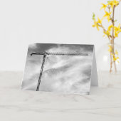 Artistic Construction Crane Black and White Photo Kaart (Gele Bloem)