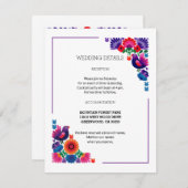 Artistic Decorative Folk Birds and Flowers Wedding Informatiekaartje (Voorkant / Achterkant)