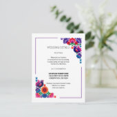 Artistic Decorative Folk Birds and Flowers Wedding Informatiekaartje (Staand voorkant)