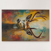 Artistic Deer Portrait Vibrant Oil Painting Puzzle Legpuzzel (Horizontaal)