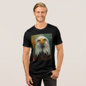 Artistic Eagle Portrait - Levendig olieverfschilde Tri-Blend Shirt (Voorkant volledig)
