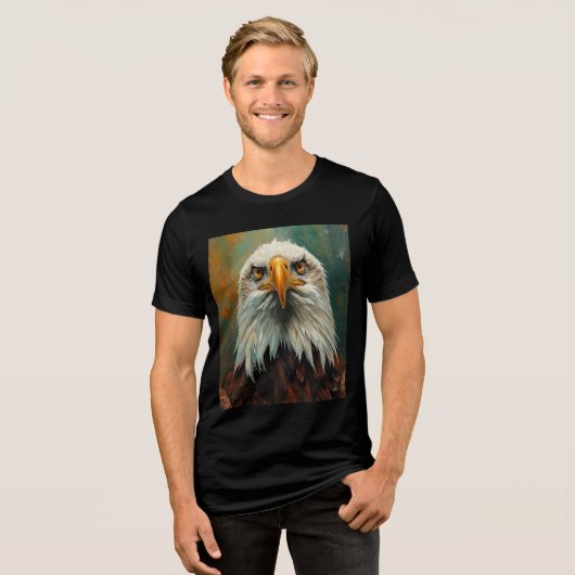 Artistic Eagle Portrait - Levendig olieverfschilde Tri-Blend Shirt (Voorkant volledig)