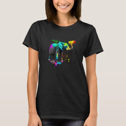 Artistic Elephant Paint Splash T-shirt (Voorkant)