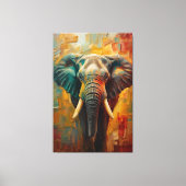 Artistic Elephant Portrait – Vibrant Oil Painting Canvas Afdruk (Voorkant)