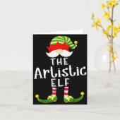 Artistic Elf Group Christmas Funny Pajama Party  Kaart (Gele Bloem)