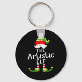 Artistic Elf Group Christmas Funny Pajama Party  Sleutelhanger (Voorkant)