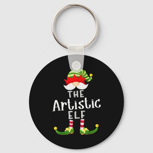 Artistic Elf Group Christmas Funny Pajama Party Sleutelhanger (Voorkant)