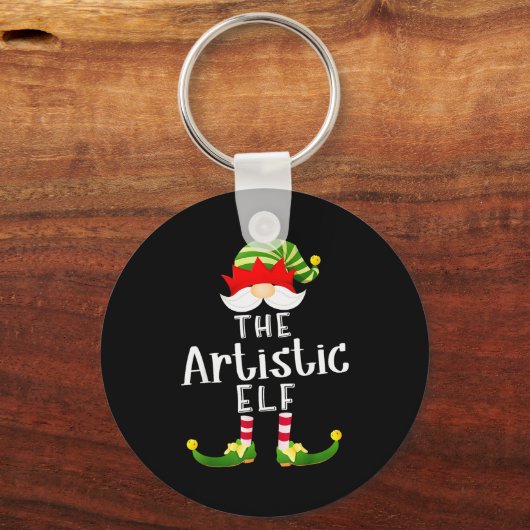 Artistic Elf Group Christmas Funny Pajama Party Sleutelhanger (Voorkant)