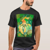 Artistic Fancy Goldfish With Green Background Vect T-shirt (Voorkant)