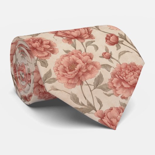 Artistic Fathers Day Peonies Stropdas (Opgerold)