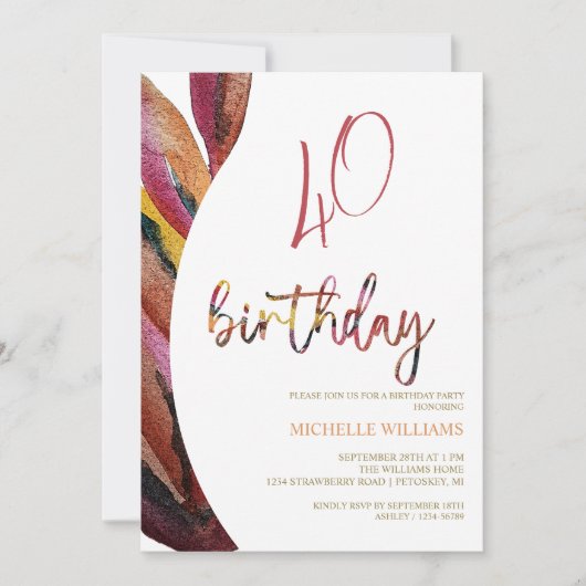 Artistic Feathers Floral Waterverf Art Kaart (Voorkant)