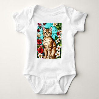 Artistic Feline Portrait Amid Tropical Flowers  Romper