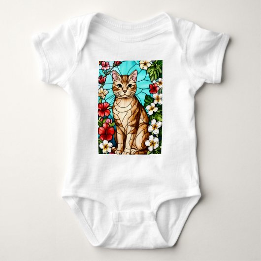 Artistic Feline Portrait Amid Tropical Flowers  Romper (Voorkant)