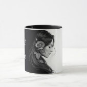 Artistic female profile with rose in monochrome mok (Midden)