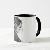 Artistic female profile with rose in monochrome mok (Voorkant rechts)