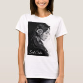 Artistic female profile with rose in monochrome t-shirt (Voorkant)