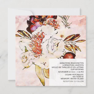 *~* Artistic Floral AR15 QR RSVP Bourgondische BRU Kaart