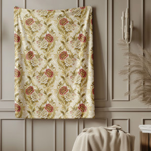 Artistic Floral Damask Stromende  Patronen Fleece Deken