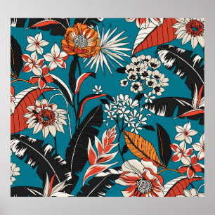 Artistic Floral Deco:  naadloos patroon Poster