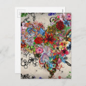 Artistic Floral Heart Valentijn Feestdagenkaart (Voorkant / Achterkant)