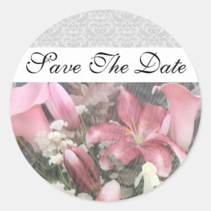 Artistic Floral Lily Damask Red de datum Sticker