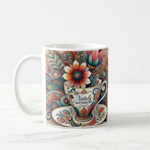 Artistic Floral Teacup Design – cadeau voor haar Koffiemok