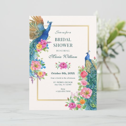 Artistic Flower pauw vrijgezellenfeest Kaart (Staand voorkant)