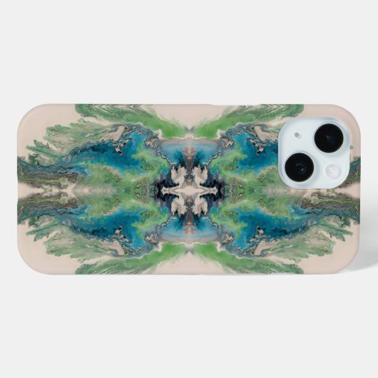 Artistic Fluid Abstract in Aqua & Green  Case-Mate iPhone Case (Achterkant (horizontaal))