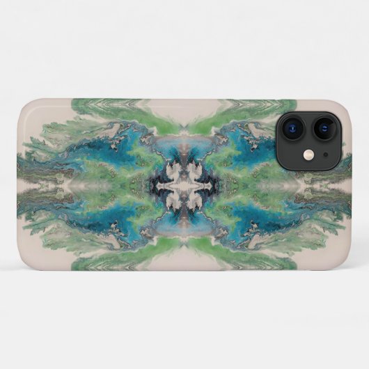 Artistic Fluid Abstract in Aqua & Green Case-Mate iPhone Case (Achterkant (horizontaal))