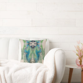 Artistic Fluid Abstract in Aqua & Green Kussen