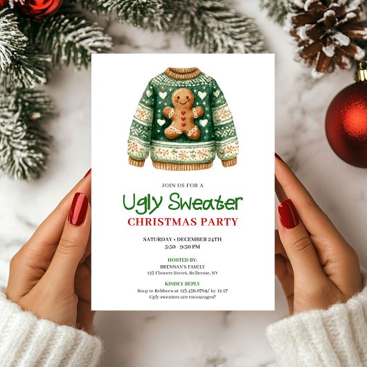 Artistic Funny Ugly Sweater Christmas Party Kaart