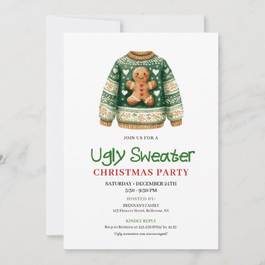 Artistic Funny Ugly Sweater Christmas Party Kaart (Voorkant)