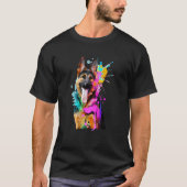 Artistic German Shepherd with Paint Splashes T-shirt (Voorkant)