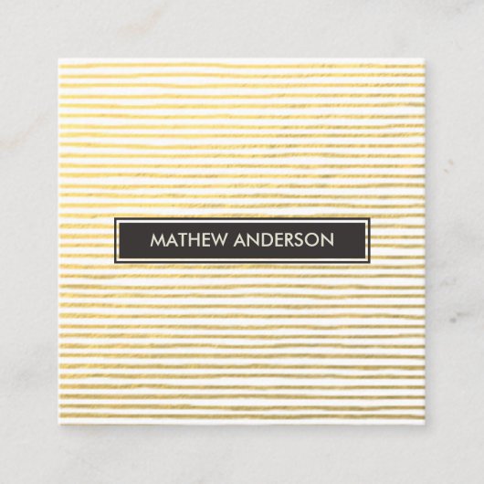 ARTISTIC GOLD FAUX SKETCH STRIPED LINE PATTERN VIERKANTE VISITEKAARTJE (Voorkant)