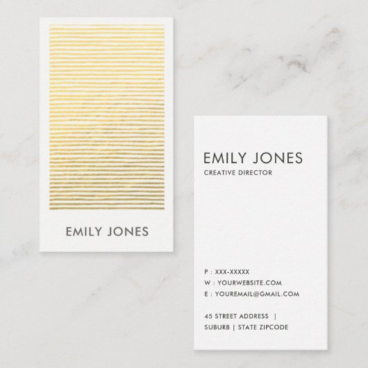 ARTISTIC GOLD FAUX SKETCH STRIPED LINE PATTERN VISITEKAARTJE (Voorkant / Achterkant)