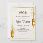 Artistic Gold Floral Ramadan Iftar Dinner Kaart (Voorkant)
