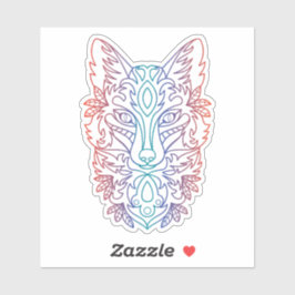 Artistic gradient color wolf face sticker