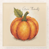 Artistic Grain Thanksgiving Pumpkin Glazen Onderzetter (Voorkant)