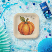 Artistic Grain Thanksgiving Pumpkin Papieren Bordje (Feest)