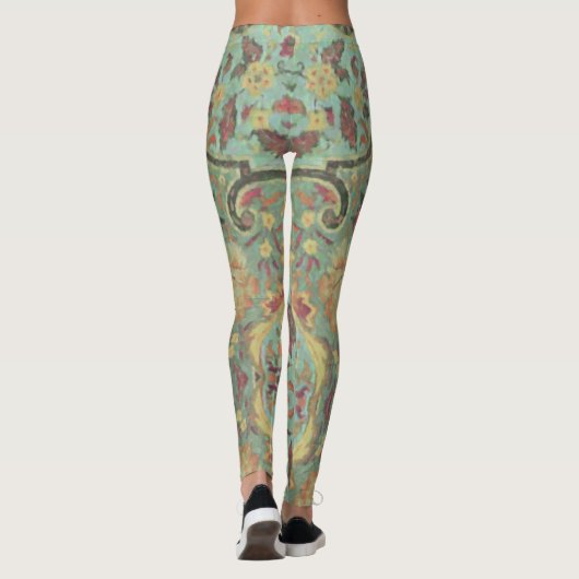 Artistic Green Damask Leggings (Achterkant)